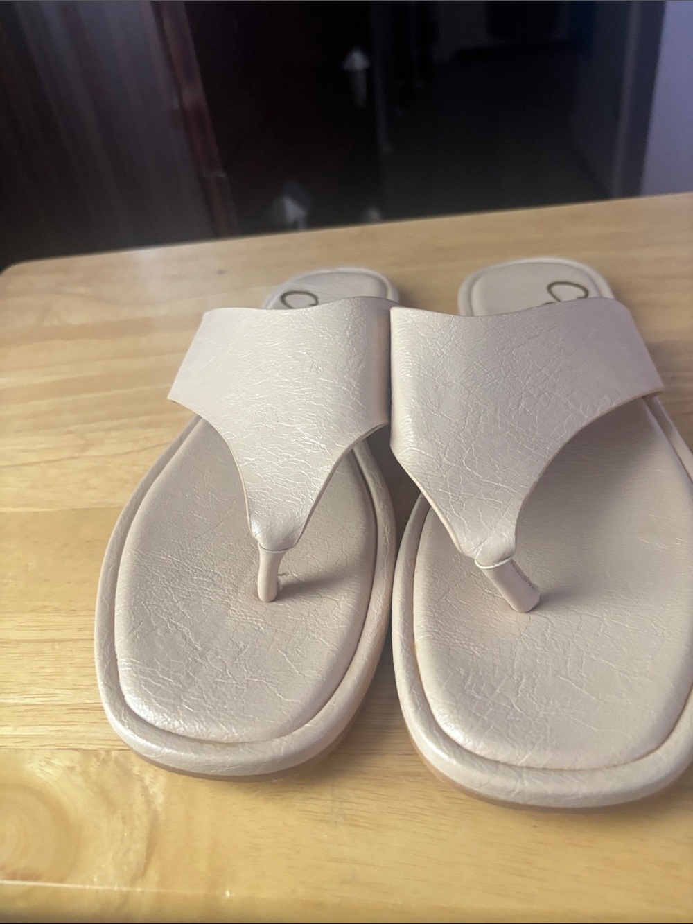 CCOCCI Women's Neutral Cream Toe-Post Sandals